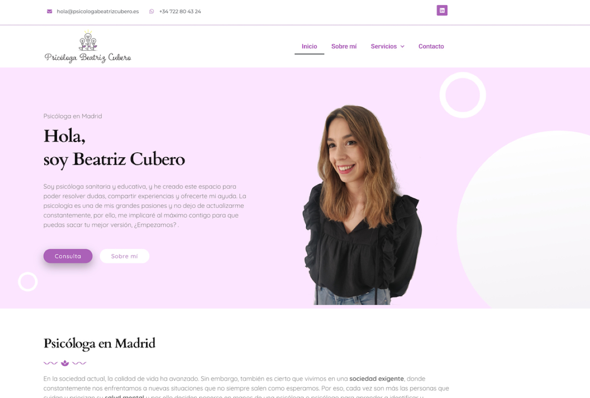 Lanzamiento nueva web Psicóloga Beatriz Cubero